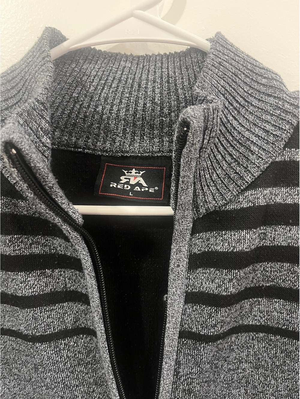 Rustic Ridge gray striped zip sweater - Picture 4 of 4